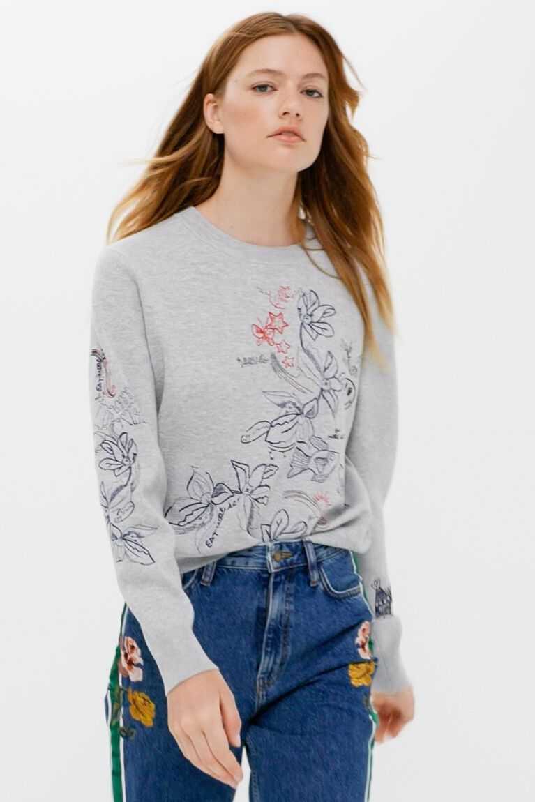 Dámské Svetry Desigual Embroidered floral jumper | 532604GZE