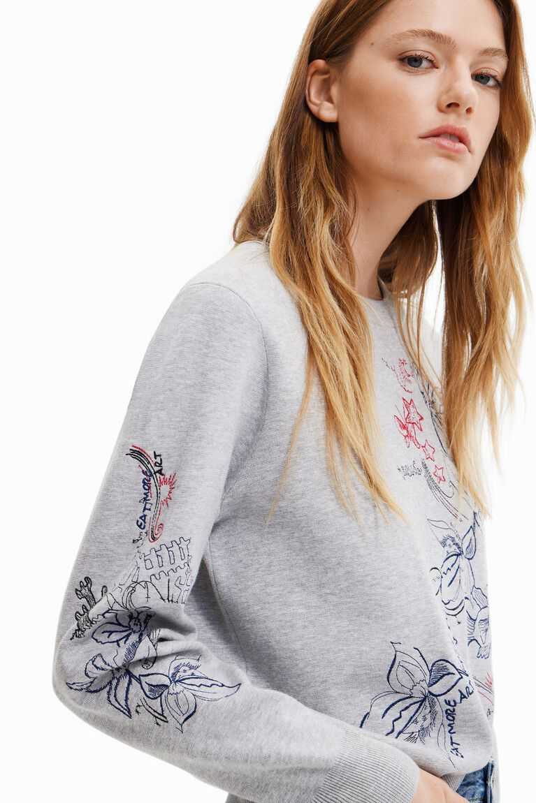 Dámské Svetry Desigual Embroidered floral jumper | 532604GZE