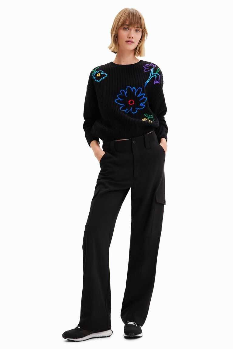 Dámské Svetry Desigual Embroidered floral pullover | 943152TFA