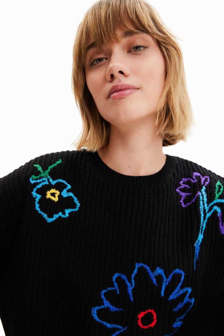 Dámské Svetry Desigual Embroidered floral pullover | 943152TFA