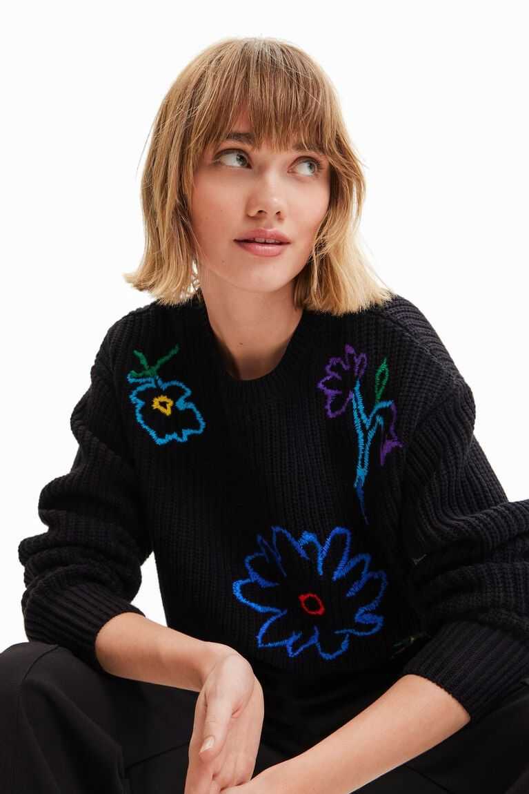 Dámské Svetry Desigual Embroidered floral pullover | 943152TFA