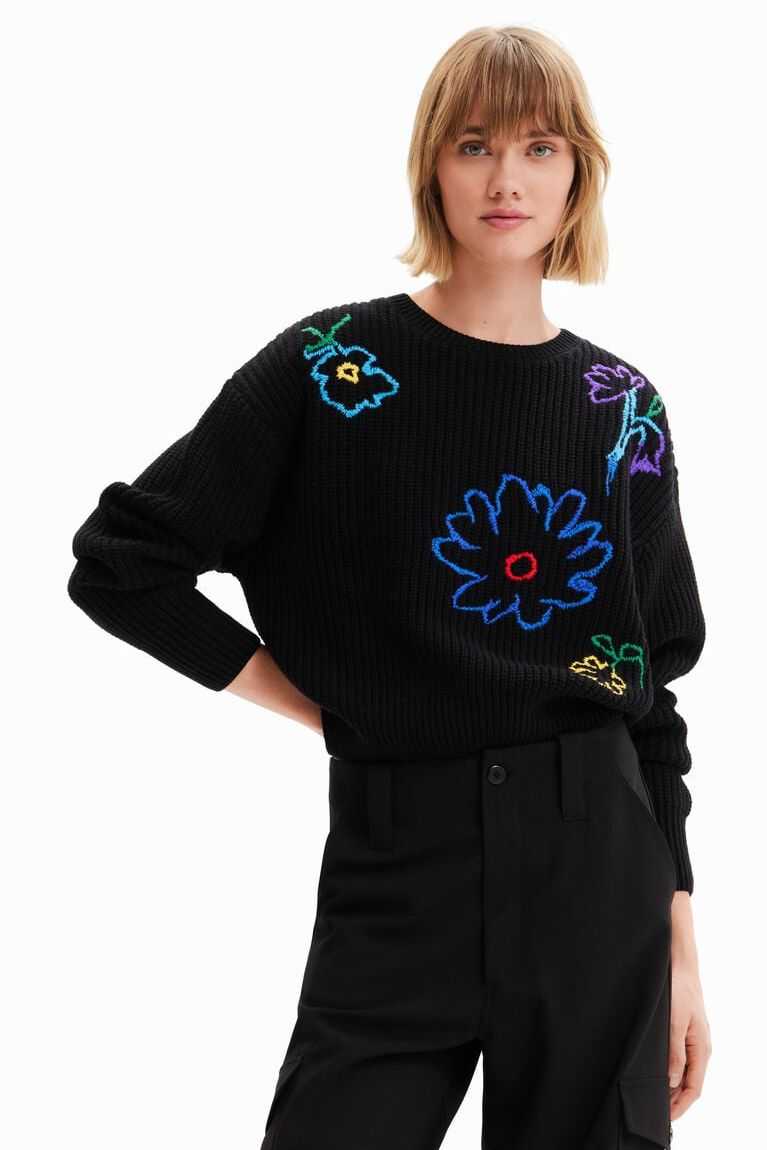 Dámské Svetry Desigual Embroidered floral pullover | 943152TFA