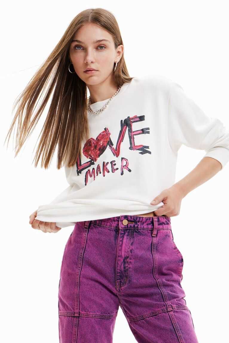 Dámské Svetry Desigual Embroidered message sweatshirt | 108364HOX