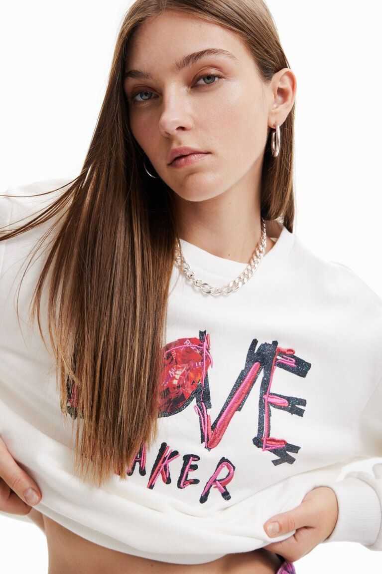 Dámské Svetry Desigual Embroidered message sweatshirt | 108364HOX