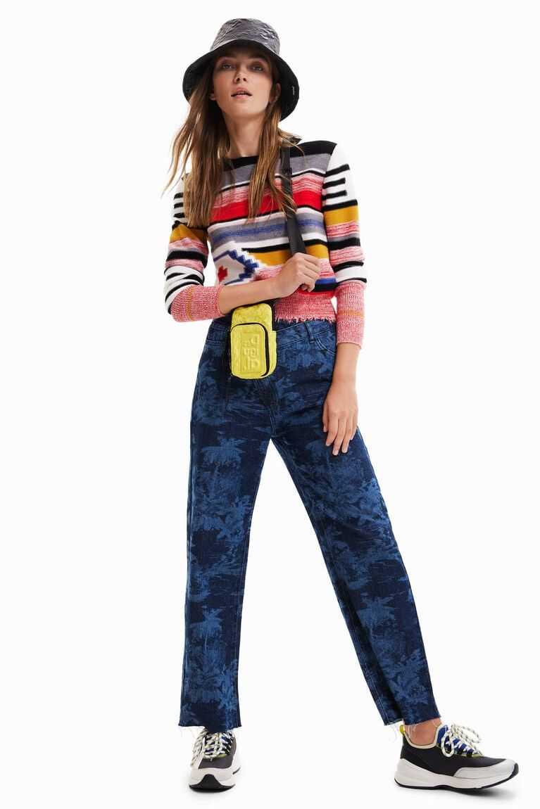 Dámské Svetry Desigual Ethnic striped jumper | 185723FYV