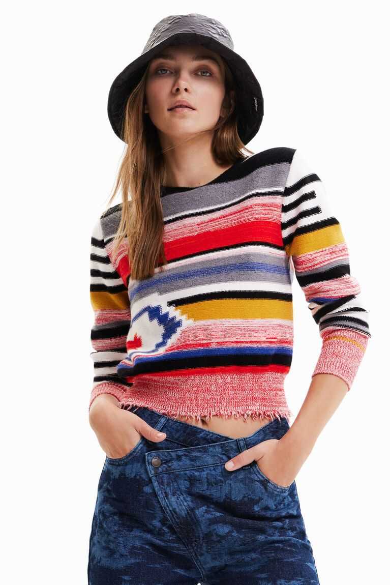 Dámské Svetry Desigual Ethnic striped jumper | 185723FYV