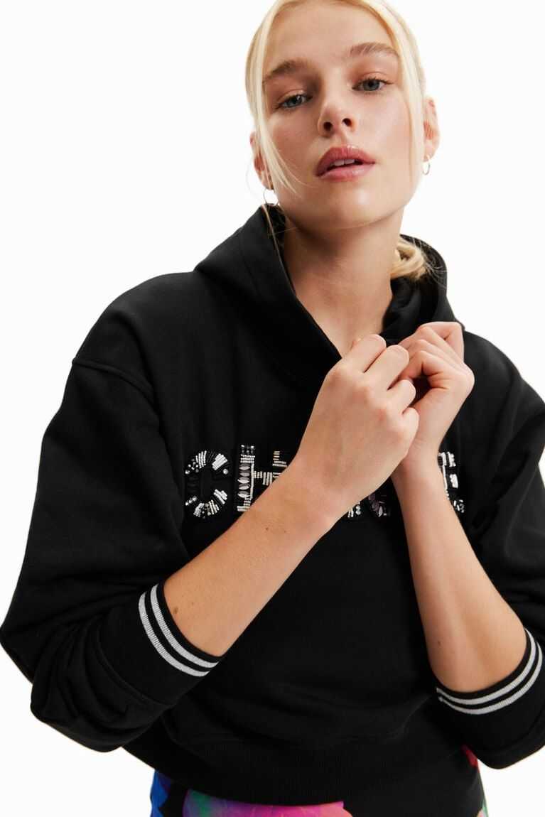 Dámské Svetry Desigual Krátké Change patch hoodie | 375028BVS