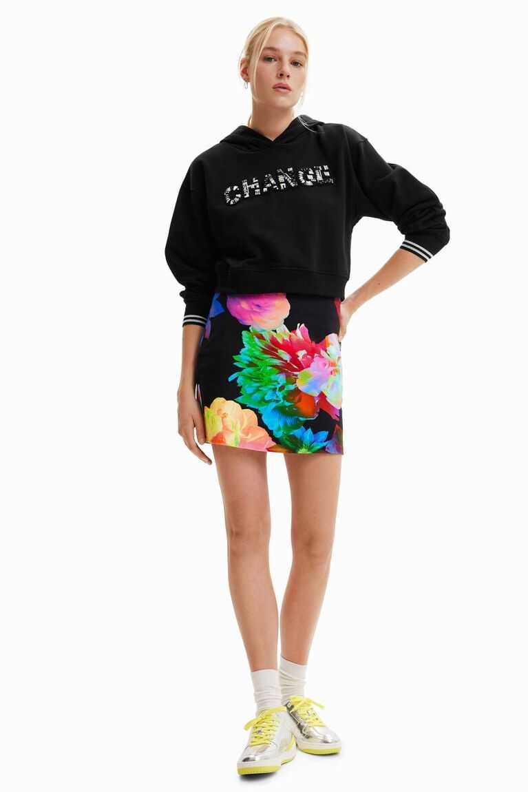 Dámské Svetry Desigual Krátké Change patch hoodie | 375028BVS