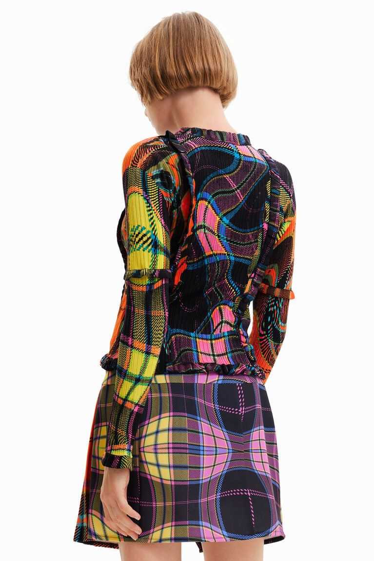 Dámské Svetry Desigual Maria Escote plaid ribbed pullover | 568142ZFO