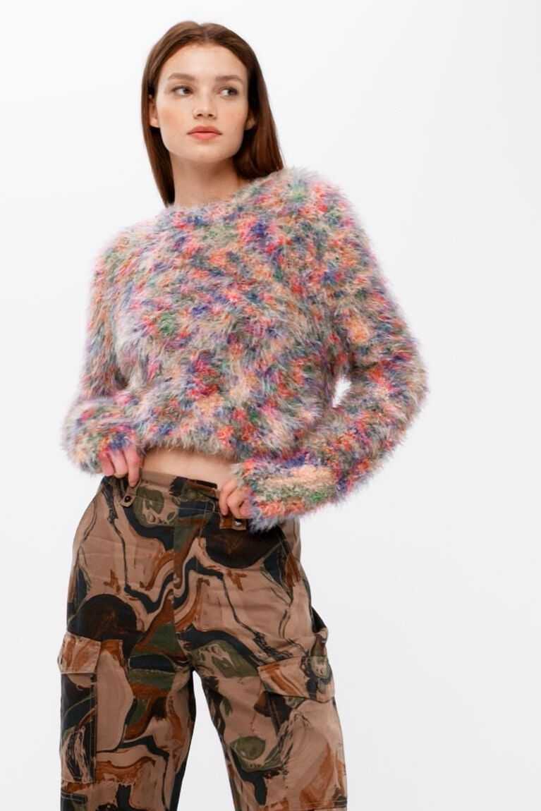 Dámské Svetry Desigual Multicoloured fur-effect jumper | 478531THC