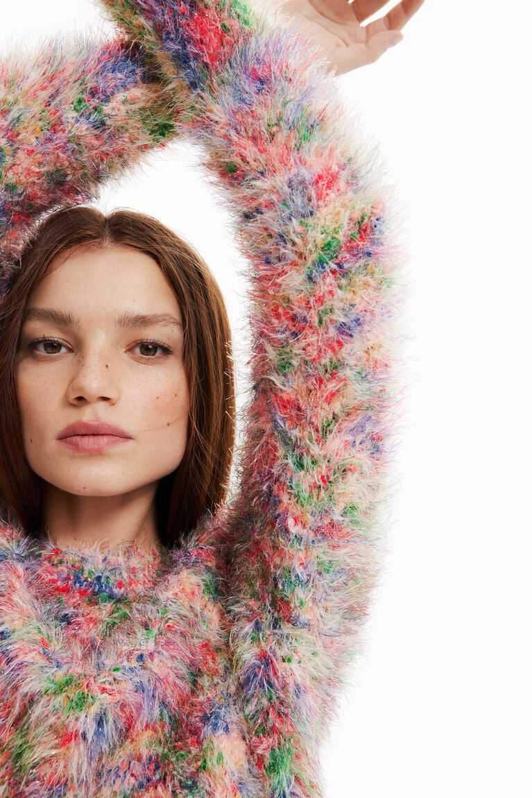 Dámské Svetry Desigual Multicoloured fur-effect jumper | 478531THC