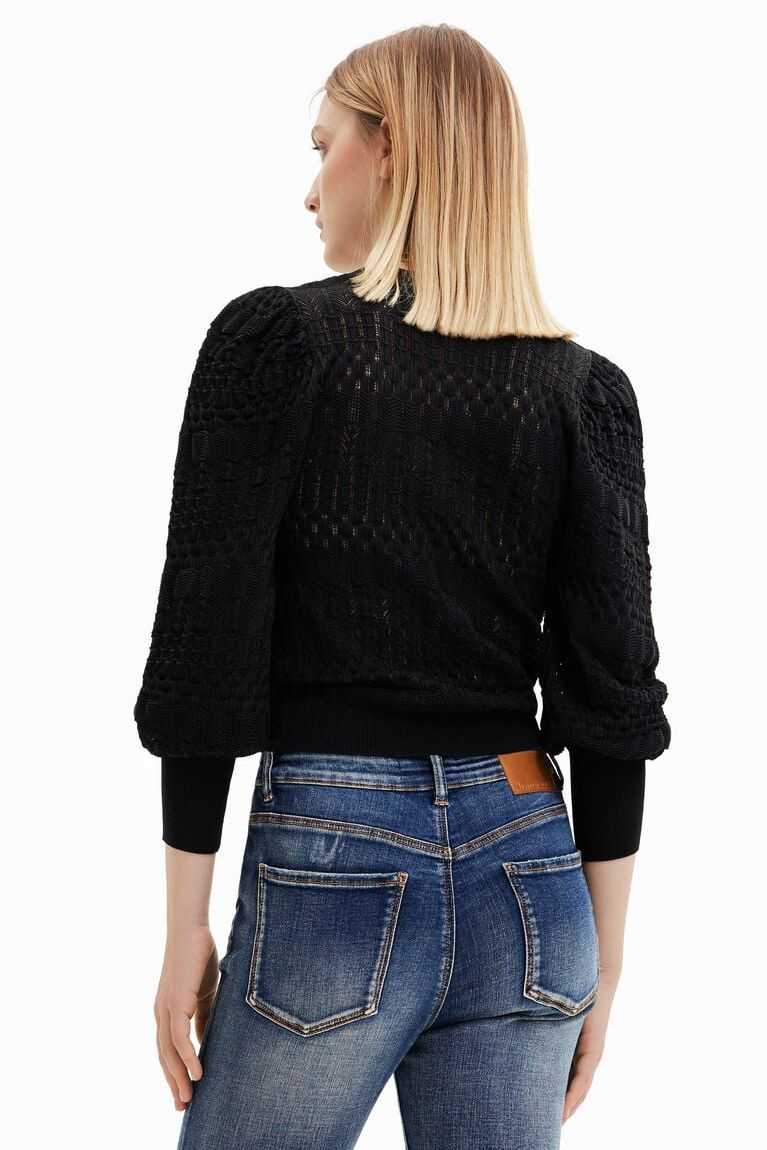 Dámské Svetry Desigual Openwork jumper with balloon sleeves | 413289SJI