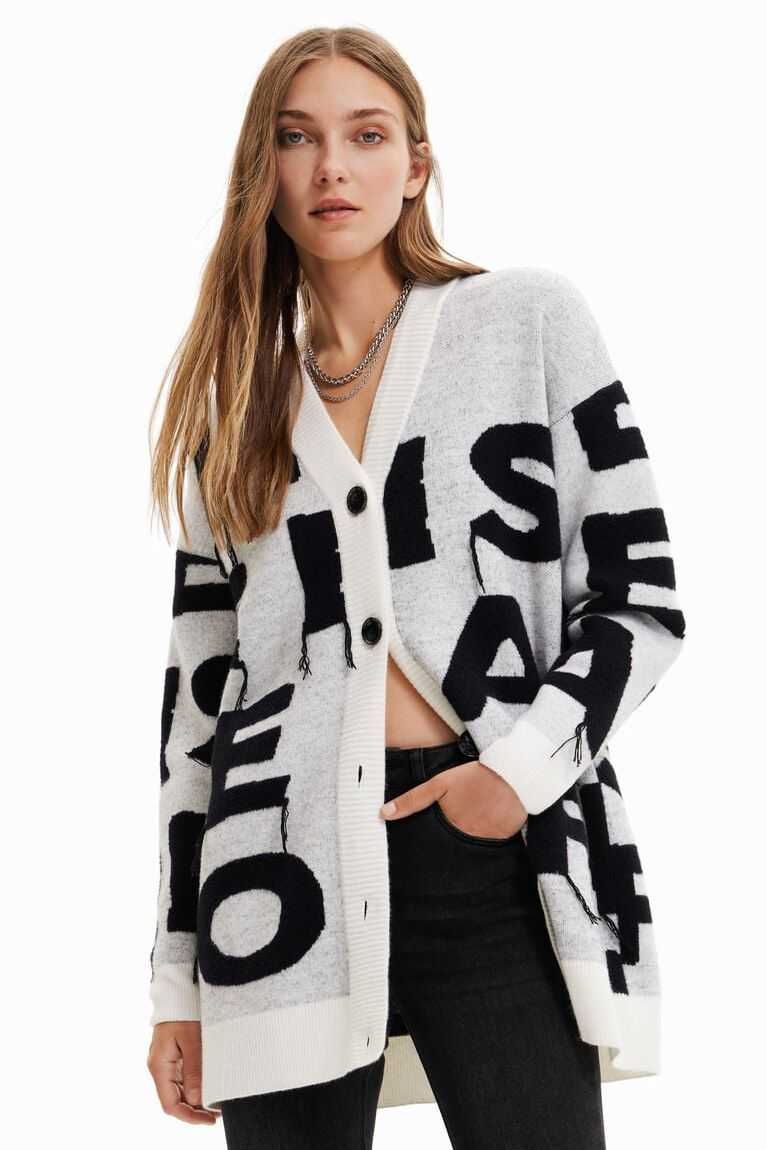 Dámské Svetry Desigual Oversize message cardigan | 217643KSD