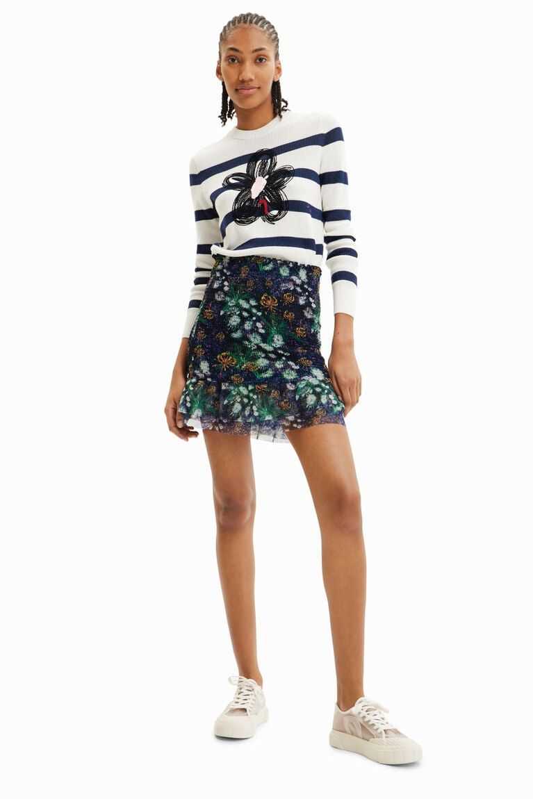 Dámské Svetry Desigual Pruhovaný flower pullover | 760341NVG