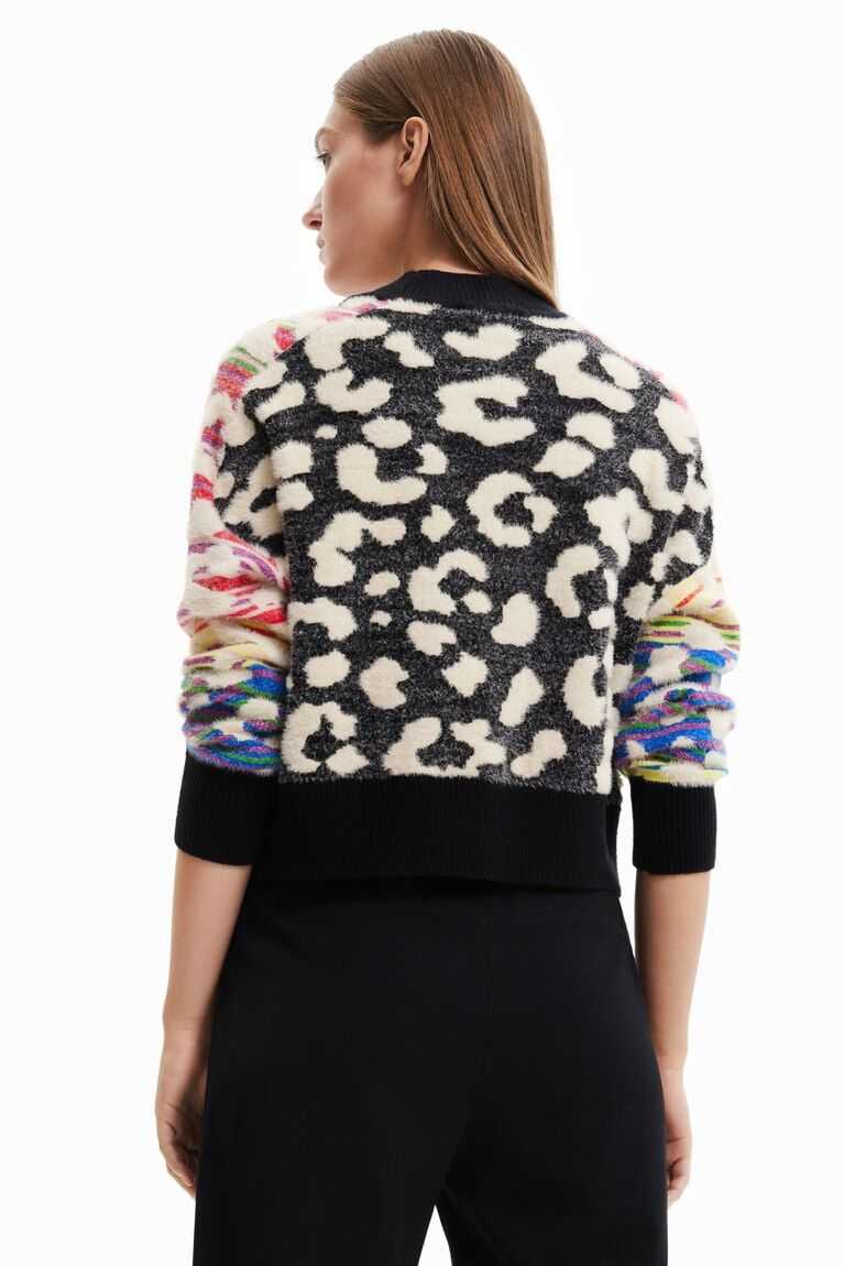 Dámské Svetry Desigual Pruhovaný leopard-effect jumper | 692834VMW