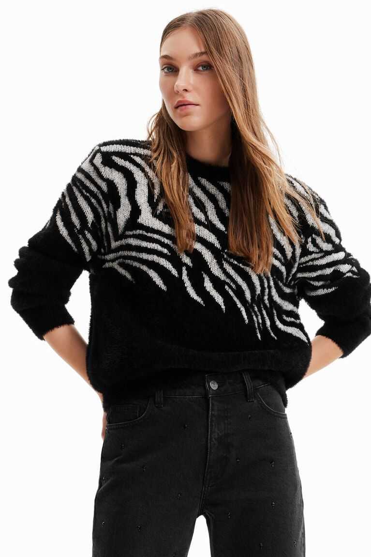 Dámské Svetry Desigual Zebra fur-effect pullover | 459831QZB