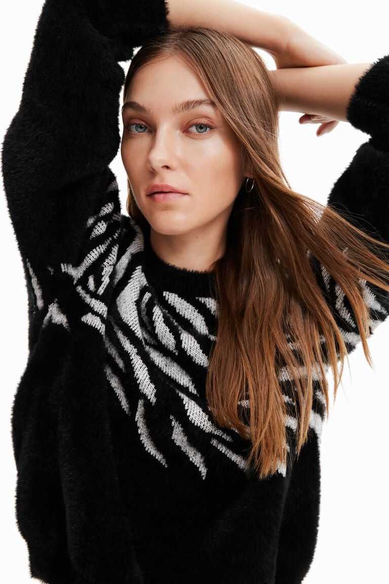 Dámské Svetry Desigual Zebra fur-effect pullover | 459831QZB