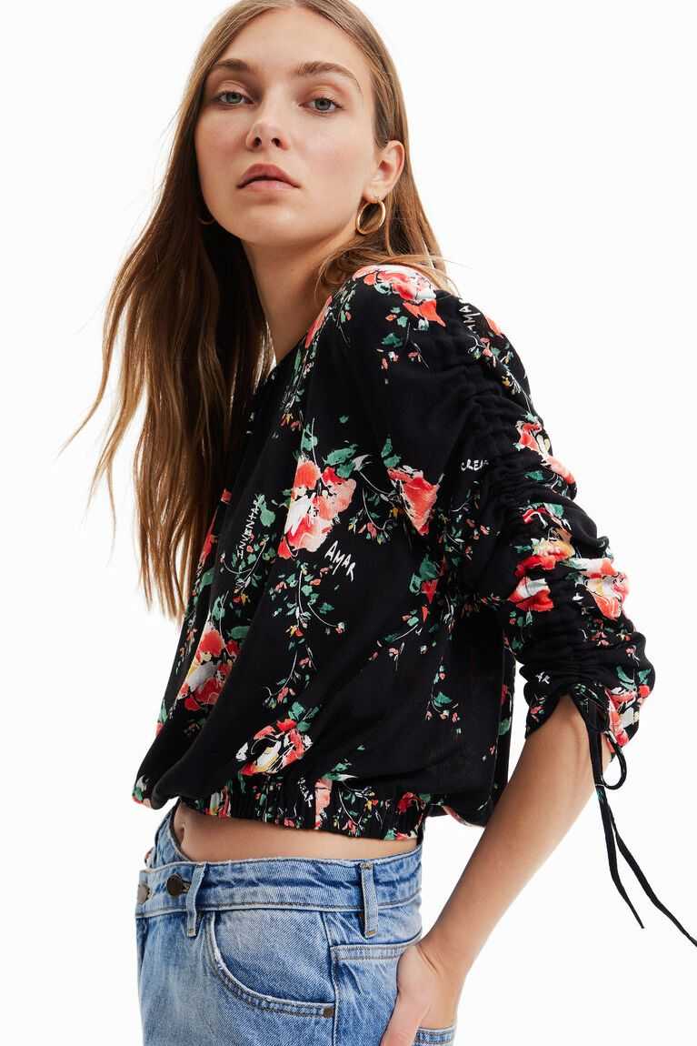 Dámské Topy Desigual Adjustable-sleeve floral blouse | 179543LIN