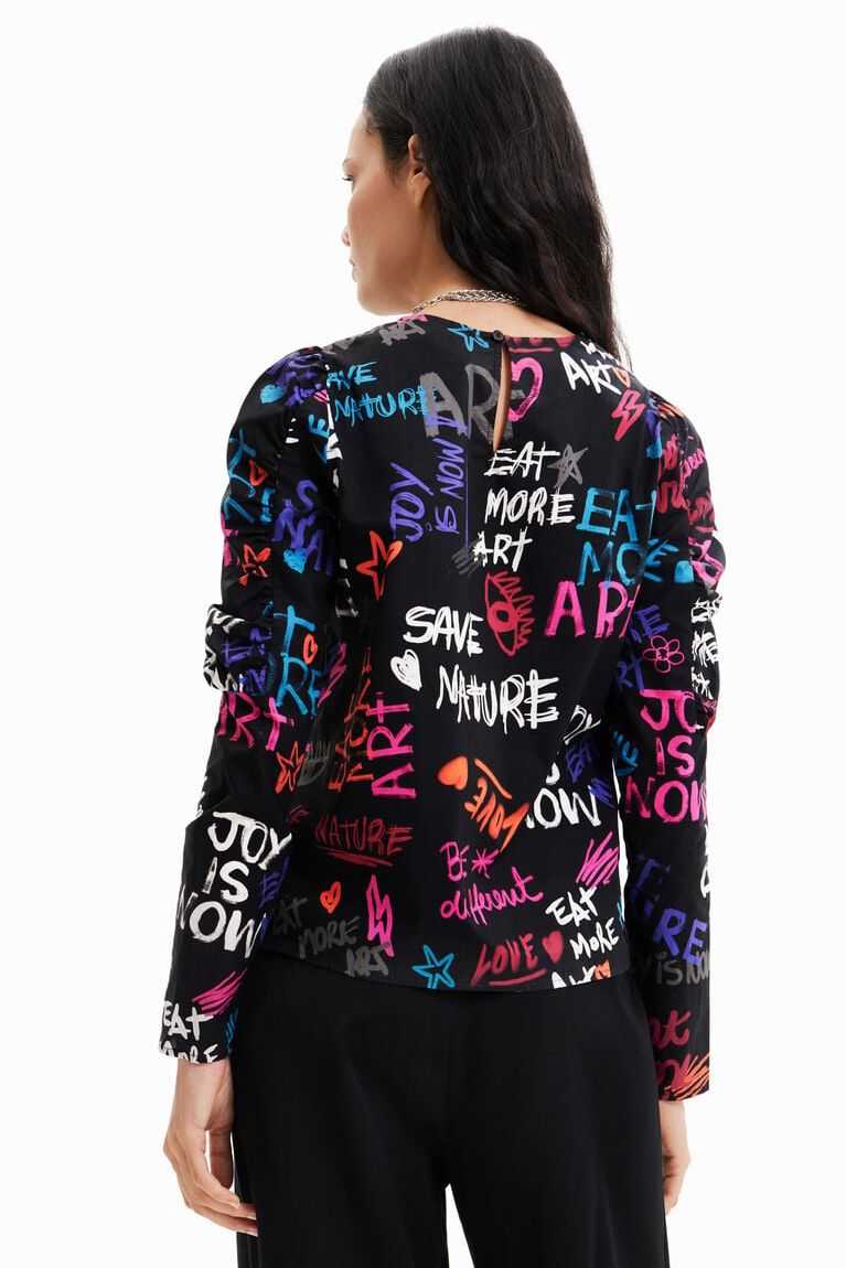 Dámské Topy Desigual Balloon-sleeve blouse with text | 193260XUZ