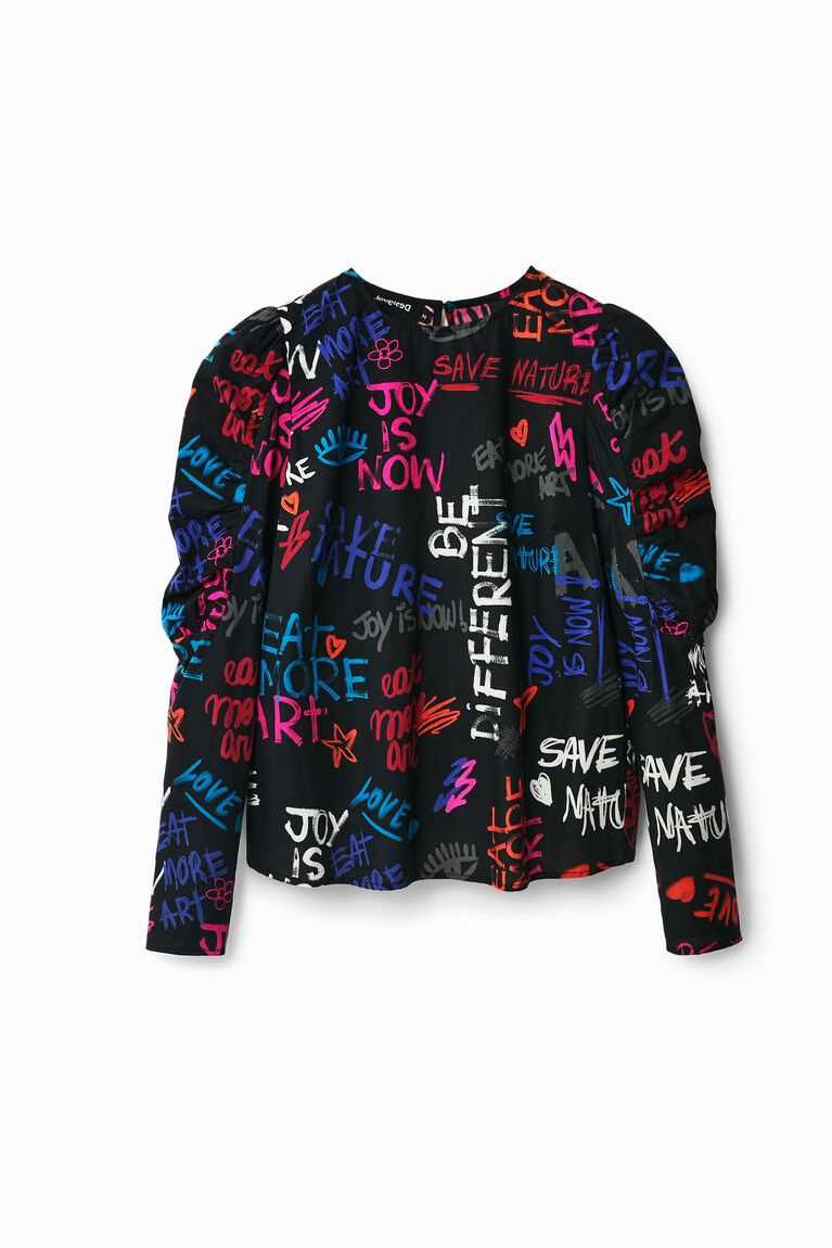 Dámské Topy Desigual Balloon-sleeve blouse with text | 193260XUZ