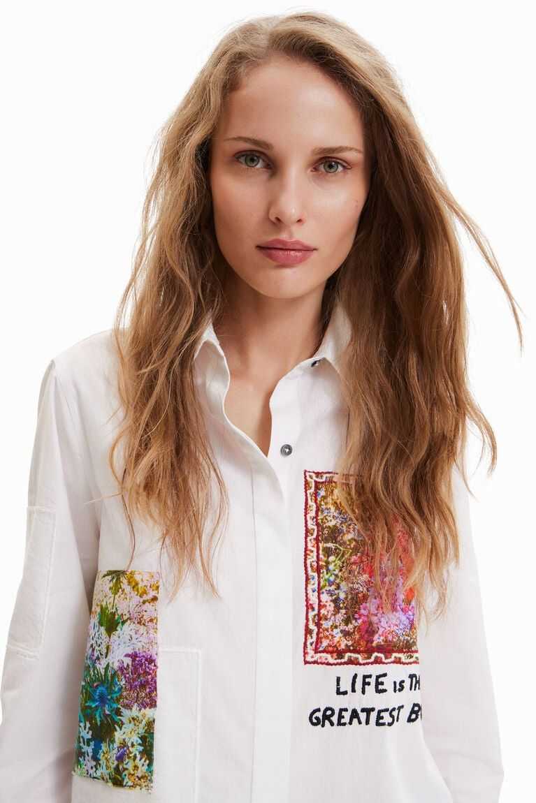 Dámské Topy Desigual Embroidered patches | 793256JCT