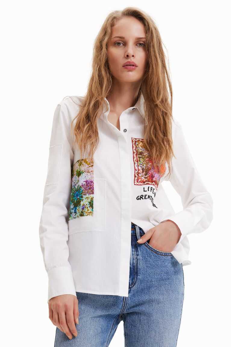 Dámské Topy Desigual Embroidered patches | 793256JCT