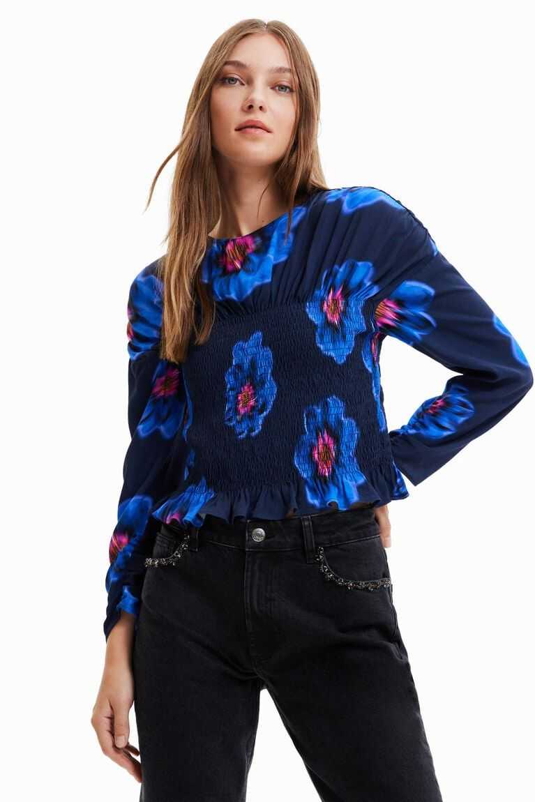 Dámské Topy Desigual Floral ruched blouse | 548721EQJ