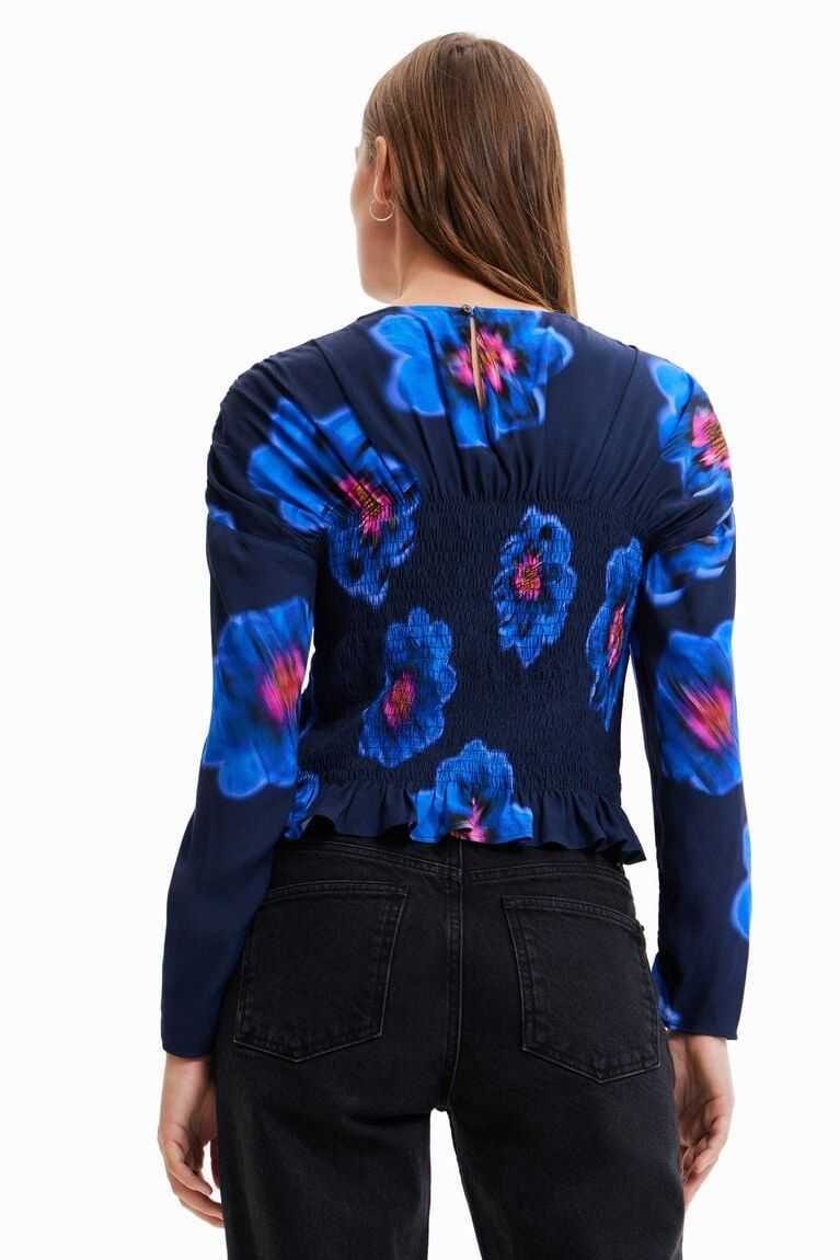 Dámské Topy Desigual Floral ruched blouse | 548721EQJ