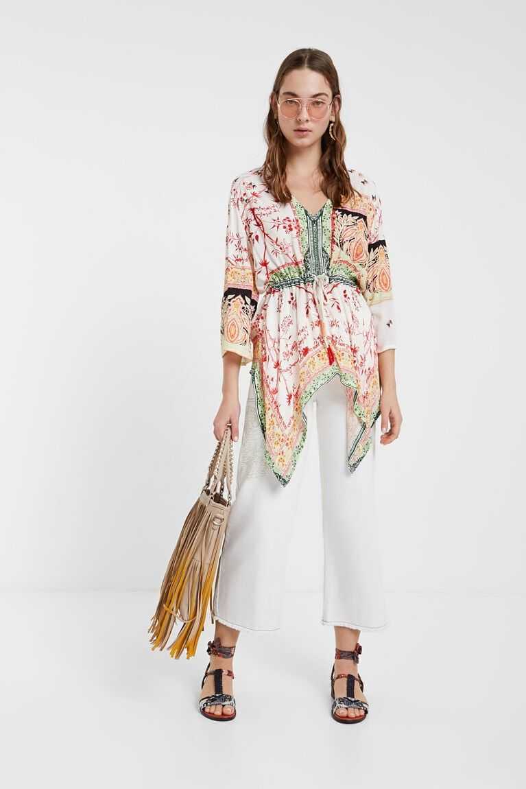 Dámské Topy Desigual Kaftan blouse ethnic motifs | 760135WRD