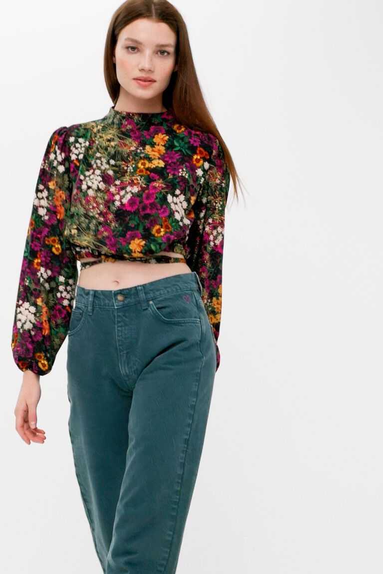 Dámské Topy Desigual Multi-position cropped floral blouse | 952367RAE