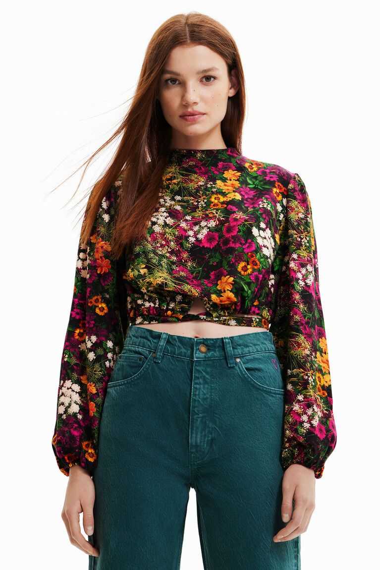 Dámské Topy Desigual Multi-position cropped floral blouse | 952367RAE