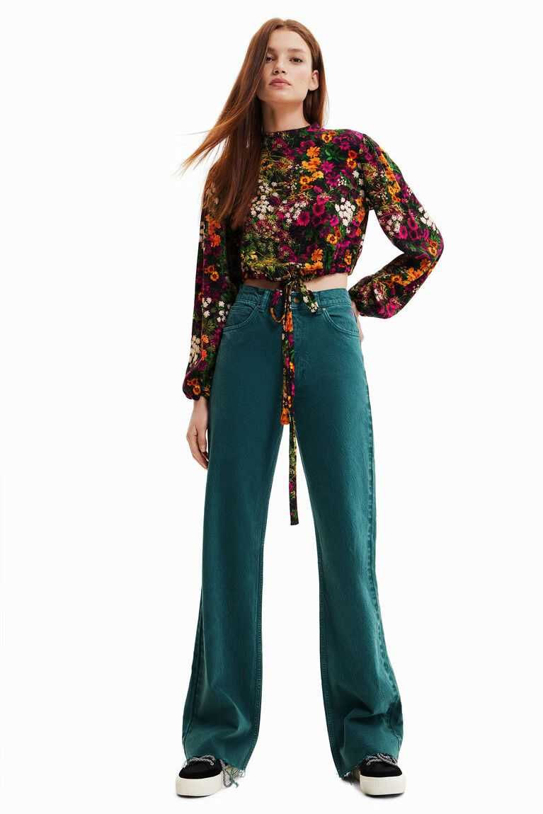 Dámské Topy Desigual Multi-position cropped floral blouse | 952367RAE