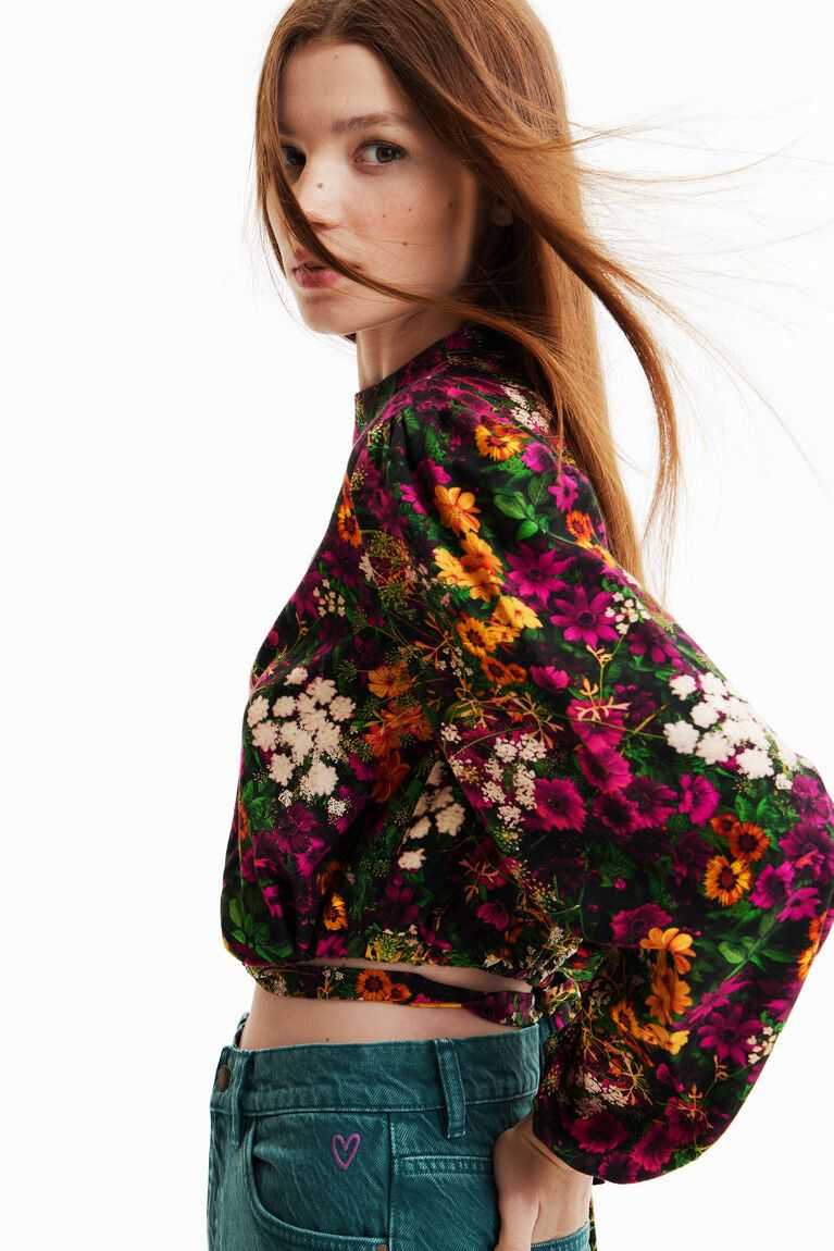 Dámské Topy Desigual Multi-position cropped floral blouse | 952367RAE