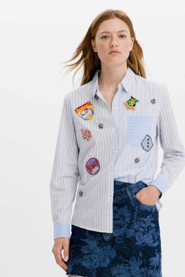 Dámské Topy Desigual Pruhovaný with college patches | 231587AYF