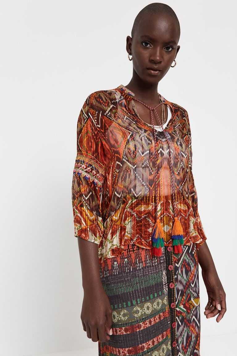 Dámské Topy Desigual See-through Boho print blouse | 815309KHM