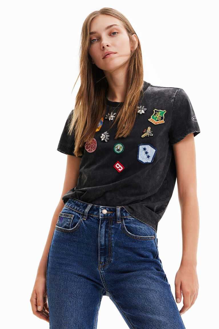 Dámské Tričko Desigual College patches | 986732WBD