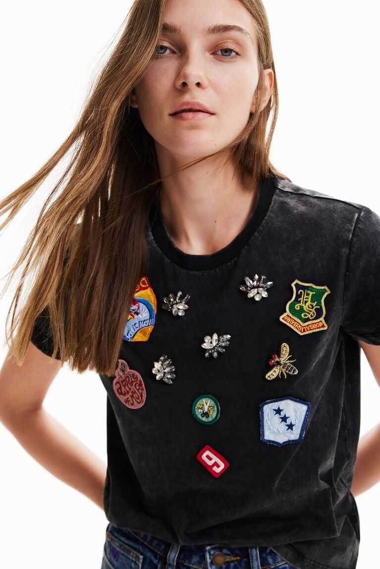 Dámské Tričko Desigual College patches | 986732WBD