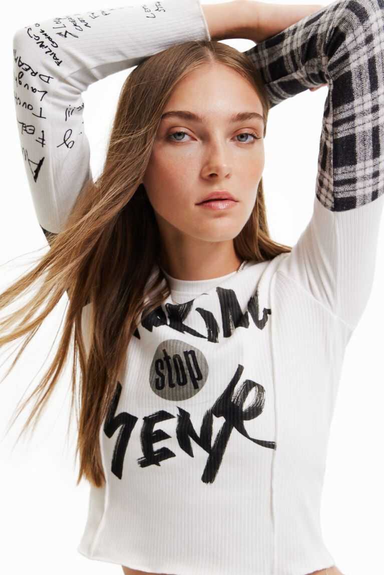 Dámské Tričko Desigual Flocked with handwritten details | 283671QXF