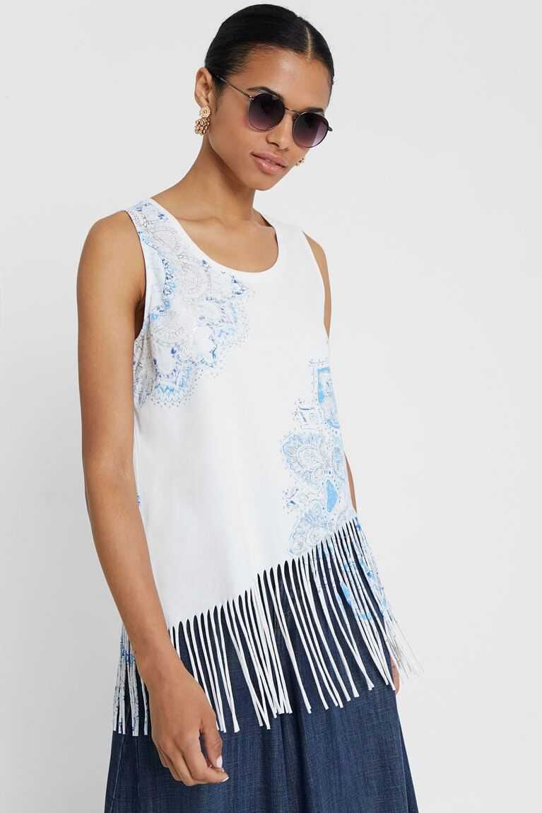 Dámské Tričko Desigual Floral with fringe | 107983UTJ