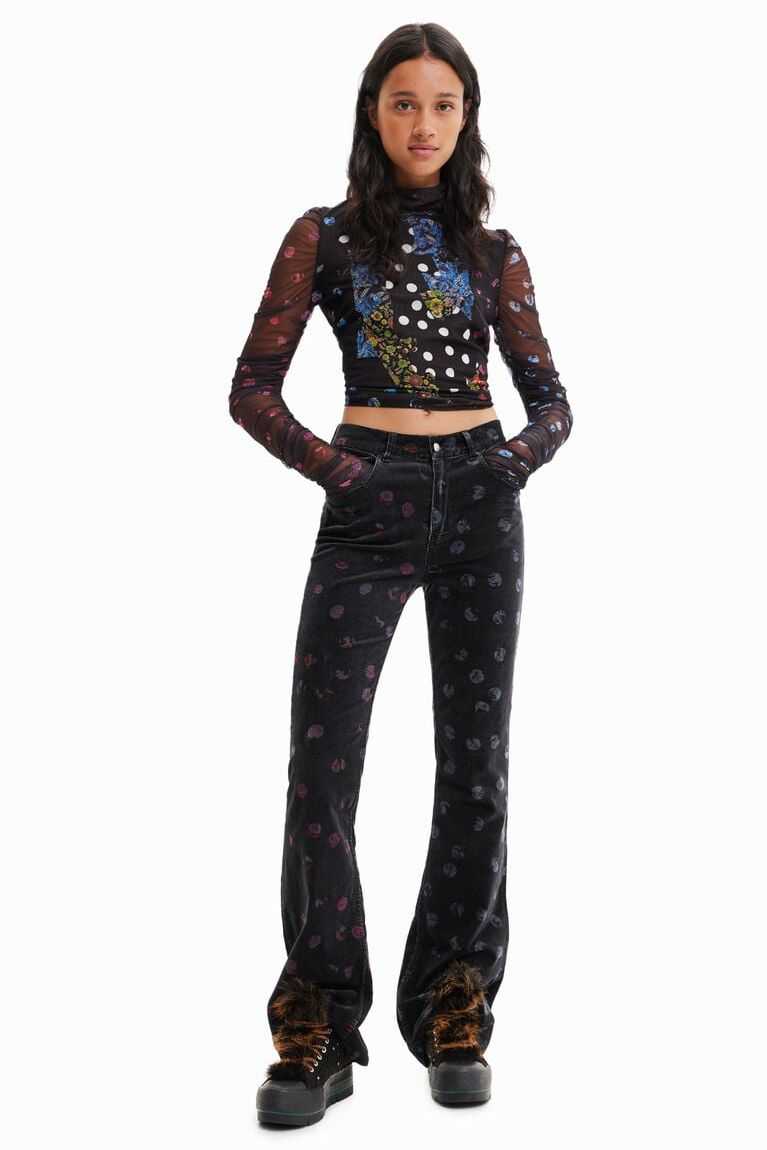 Dámské Tričko Desigual Tulle patchwork with polka dots and flowers | 894127JBQ