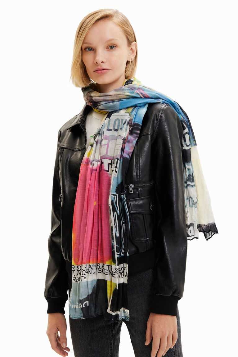 Dámské Šátky Desigual Rectangular crinkled newspaper foulard | 024351RGI