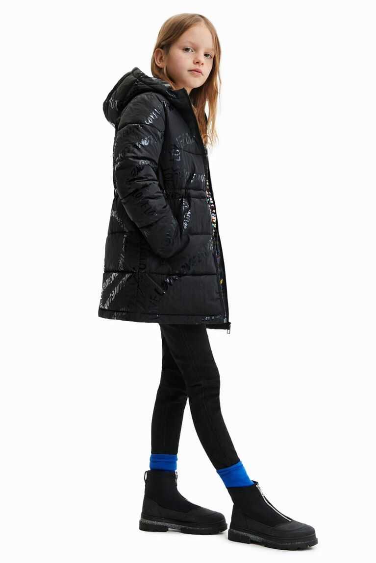 Dívčí Kabáty Desigual Long padded coat with text | 965328REU