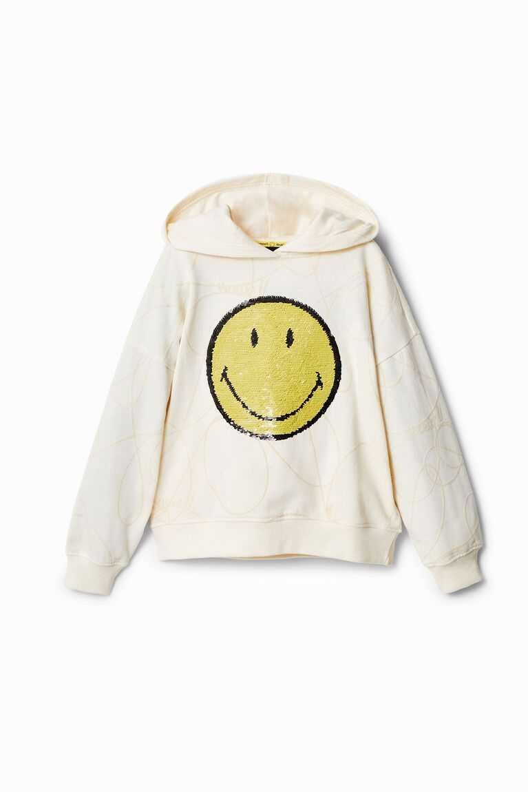 Dívčí Mikiny Desigual Reversible sequin Smiley hoodie | 839407ZSI