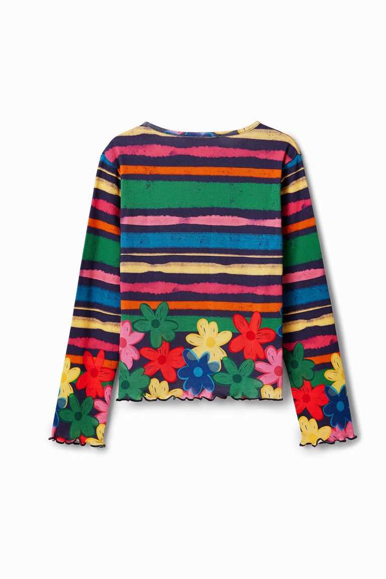 Dívčí Tričko Desigual Slim stripy floral | 968740LSW