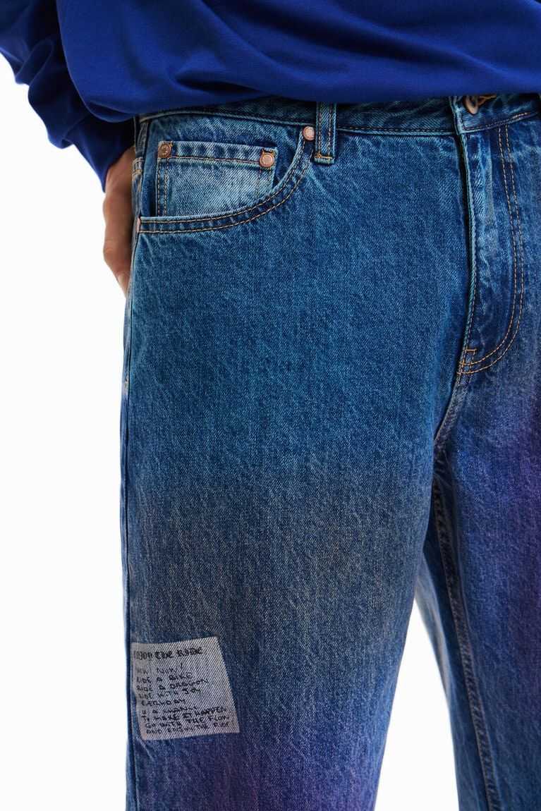 Pánské Kalhoty Desigual Rovný distressed jeans | 972183CBZ