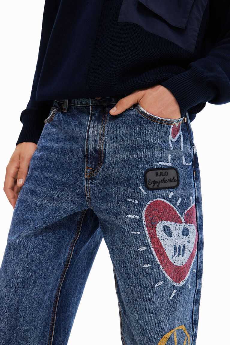 Pánské Kalhoty Desigual Rovný heart jeans | 381245IWX