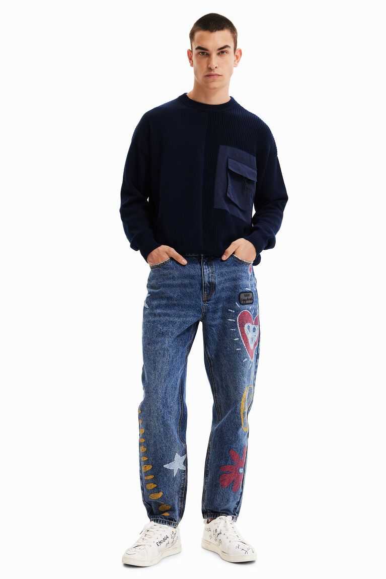 Pánské Kalhoty Desigual Rovný heart jeans | 381245IWX