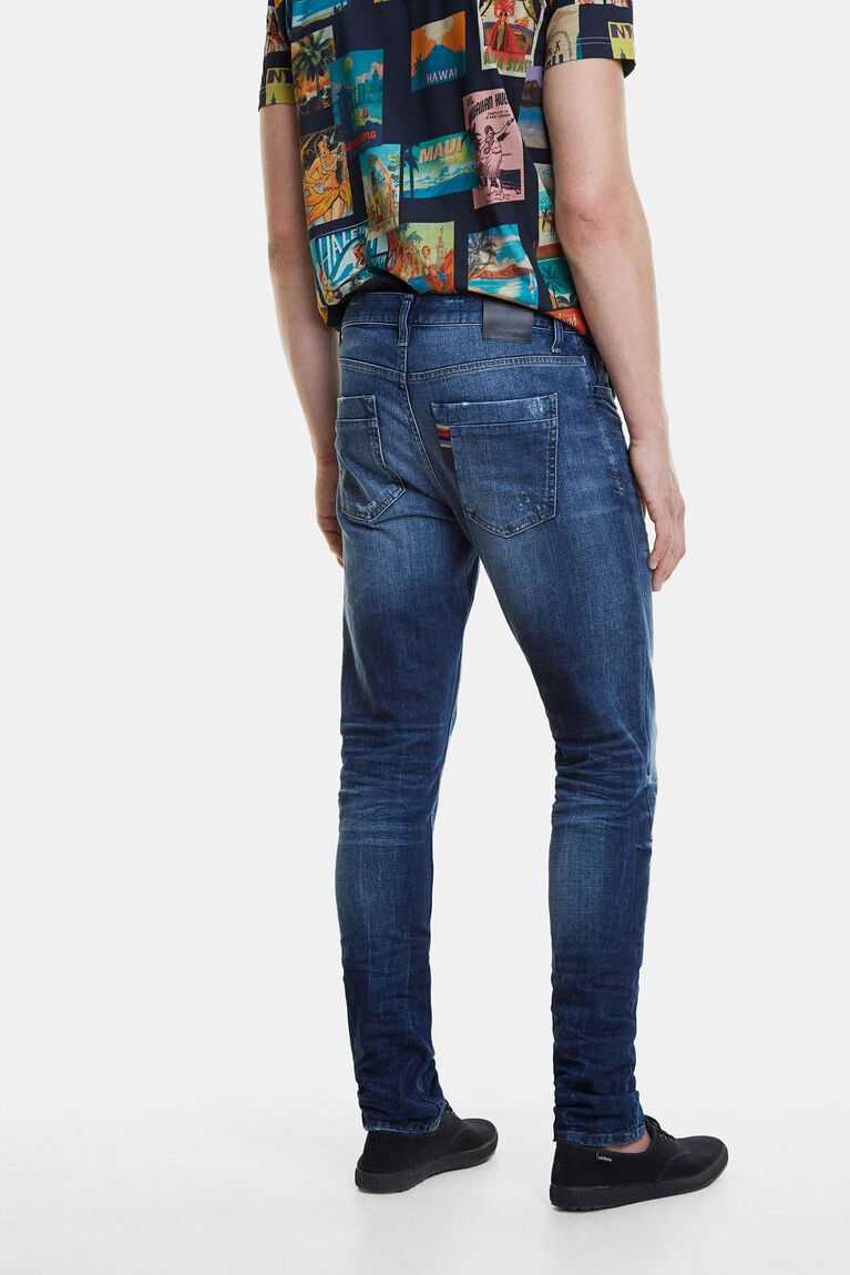 Pánské Kalhoty Desigual Slim jeans with message | 832917OGB