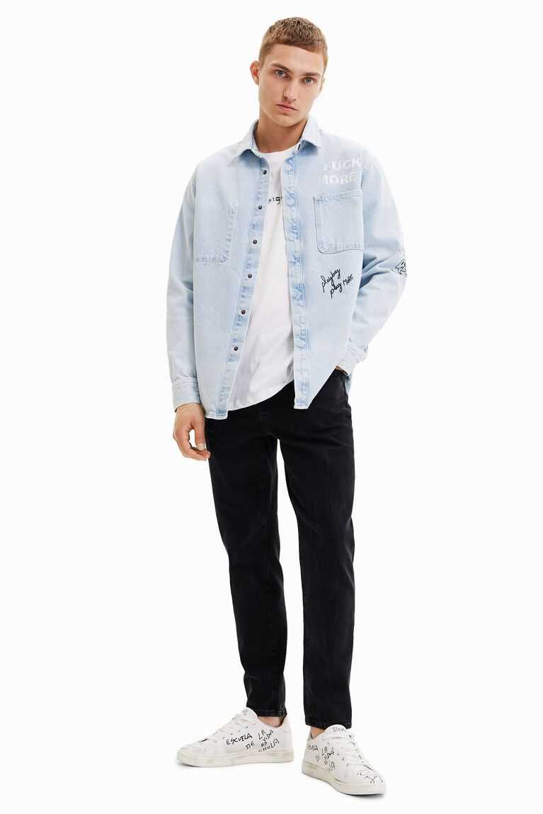 Pánské Košile Desigual Printed denim overshirt | 923047RKL