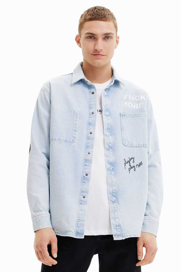 Pánské Košile Desigual Printed denim overshirt | 923047RKL